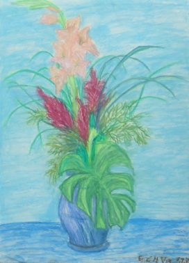 Blumenstrauß, Ölpastellfarben, 2001, 47 x 34 cm